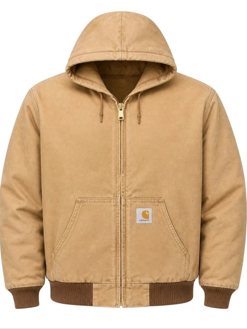 Carhartt Jacket Mens 3XL Tan Hooded Quilted Blanket Lined Barn Chore Work J130M